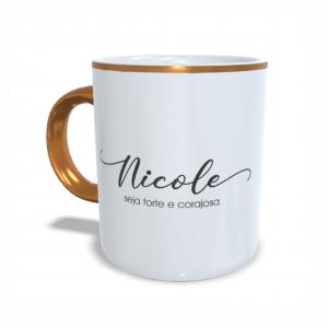 CANECA BORDA E ALÇA CROMADA Porcelana  4X0   325ml