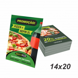 PANFLETOS 90G - 14X20 - FRENTE E VERSO Couche Brilho 90g 14X20cm 4x4 (Colorido 2 lados).  Corte reto 