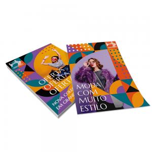 PANFLETOS 90G - 10x14 - FRENTE E VERSO COUCHE 10X14 4X4 SEM REVESTIMENTO CORTE RETO 