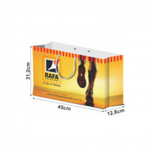 SACOLA GRANDE HORIZONTAL APERGAMINHADO 150G 31,2 x 45 x 12,8 4X0 VERNIZ TOTAL CORES / ILHÓS 
