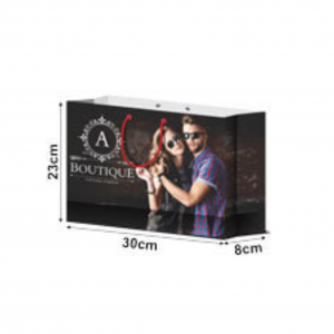 SACOLA MÉDIA HORIZONTAL APERGAMINHADO 150G 23 X 30 X 8 4X0 VERNIZ TOTAL CORES / ILHÓS 